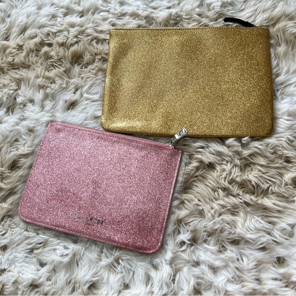 KATE Spade Gold Glitter and Coach New York Pink Glitter Pouches - Picture 2 of 16